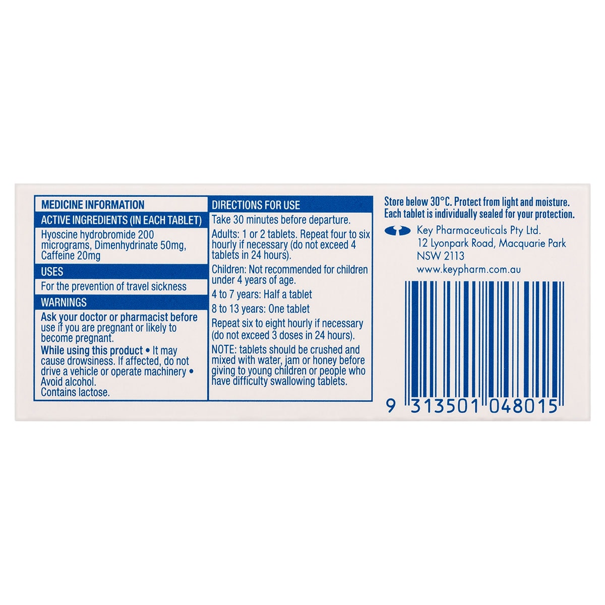 Travacalm Travel Sickness Original 10 Tablets