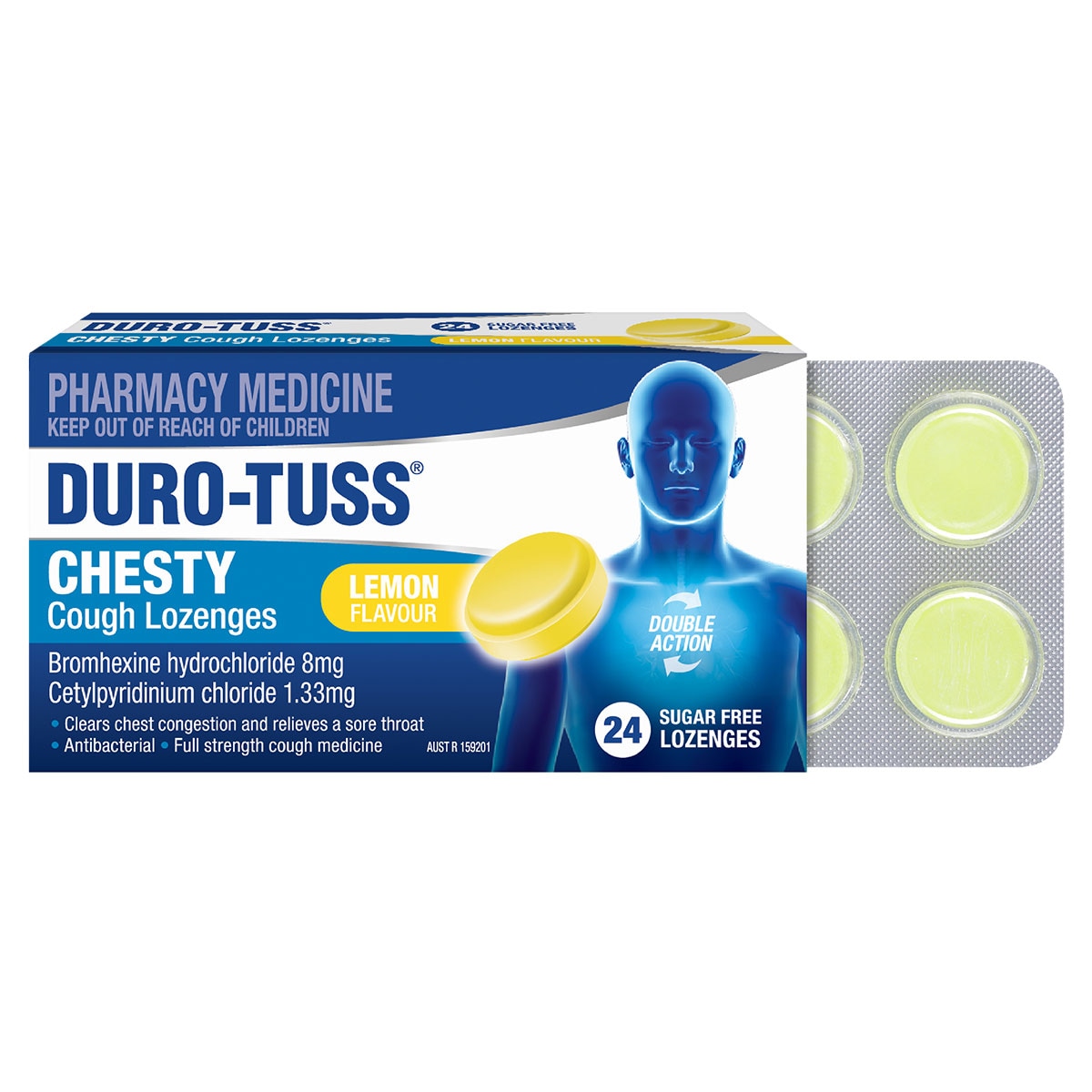 Durotuss Chesty Cough Lozenges Sugar Free Lemon 24 Pack