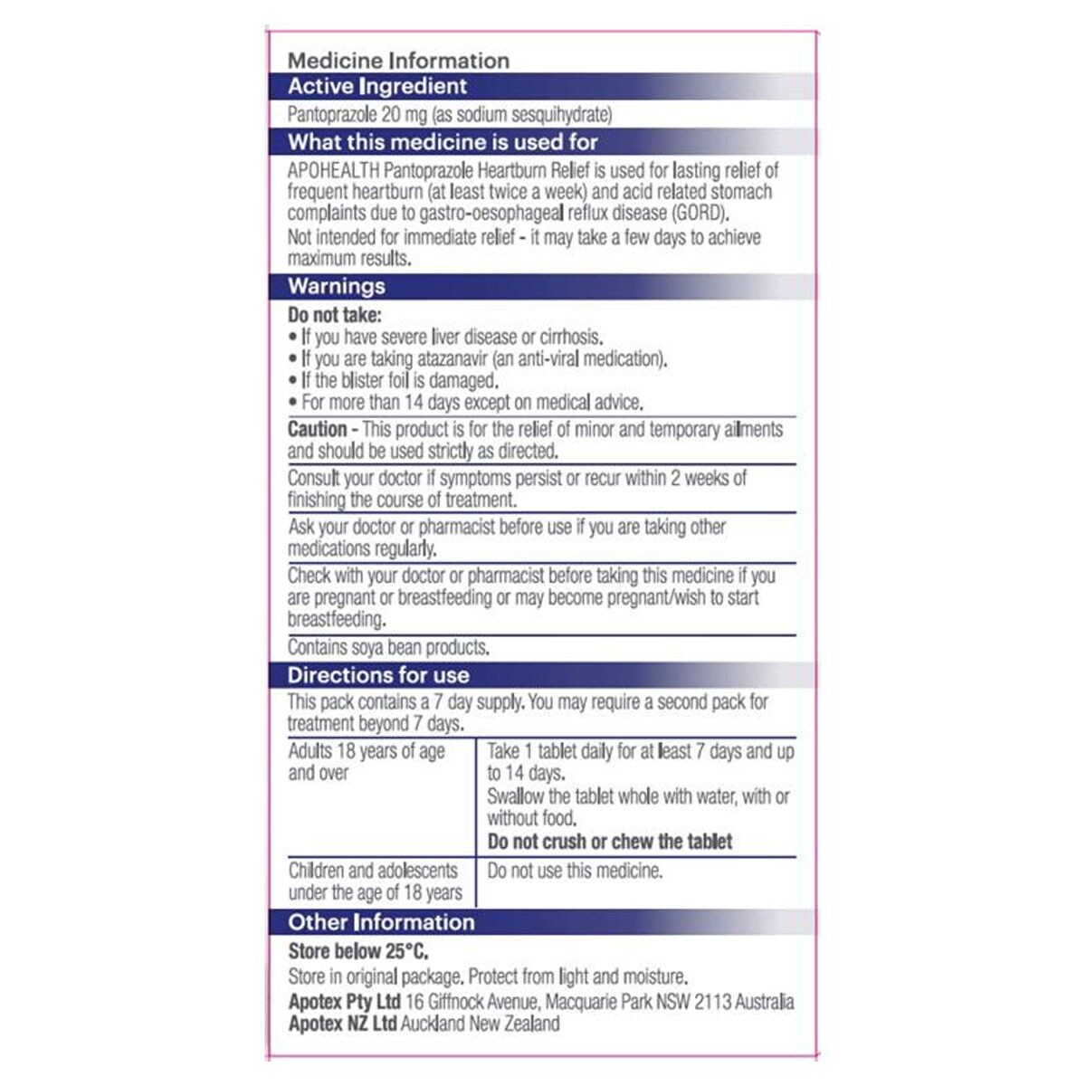 APOHEALTH Pantoprazole (20mg) Heartburn Relief 14 Tablets