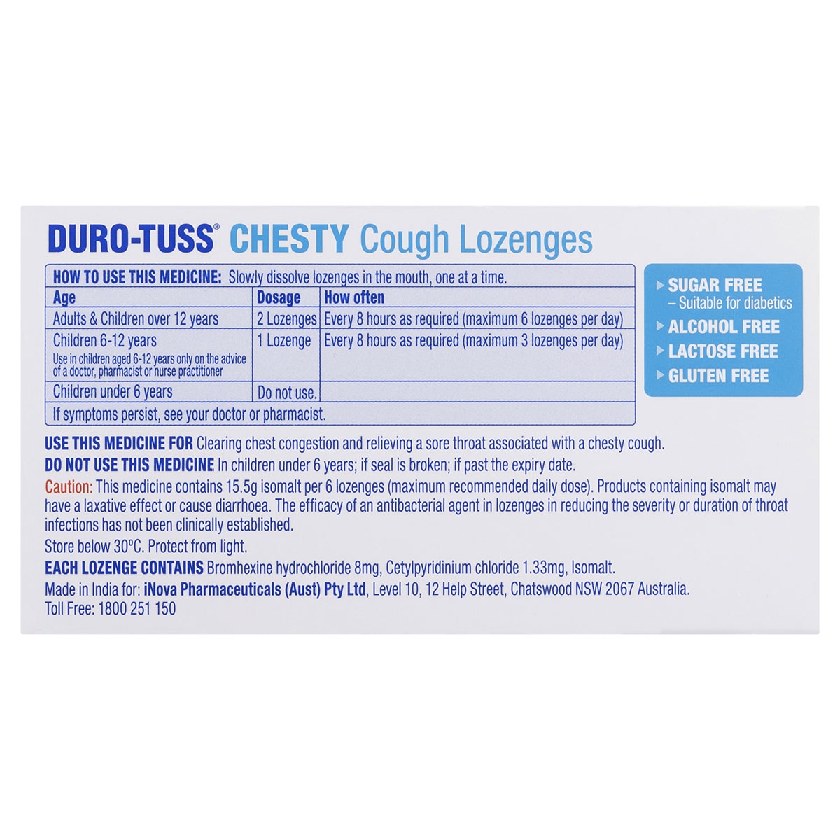 Durotuss Chesty Cough Lozenges Sugar Free Berry 24 Pack