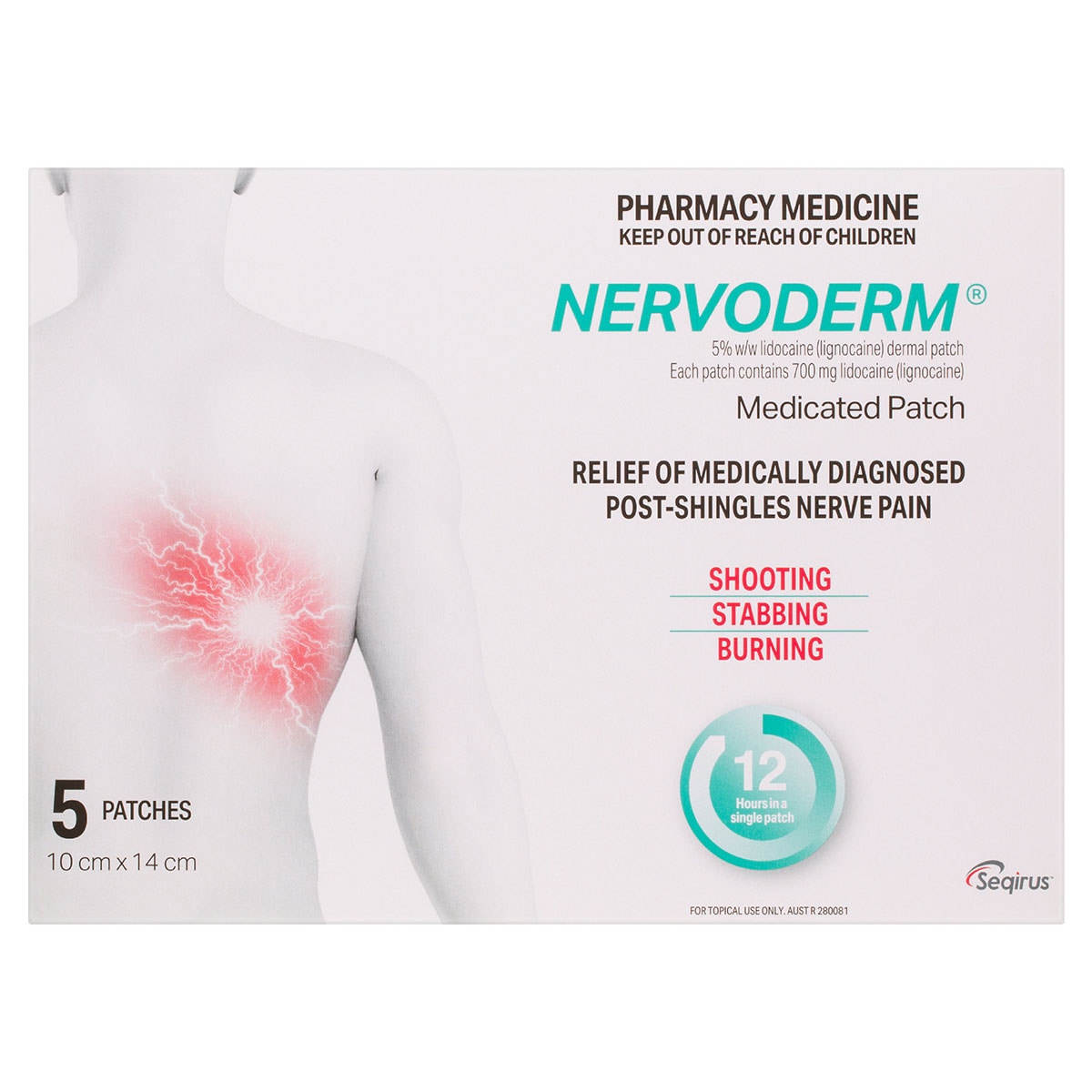 Nervoderm Nerve Pain Relief 5 Medicated Patches