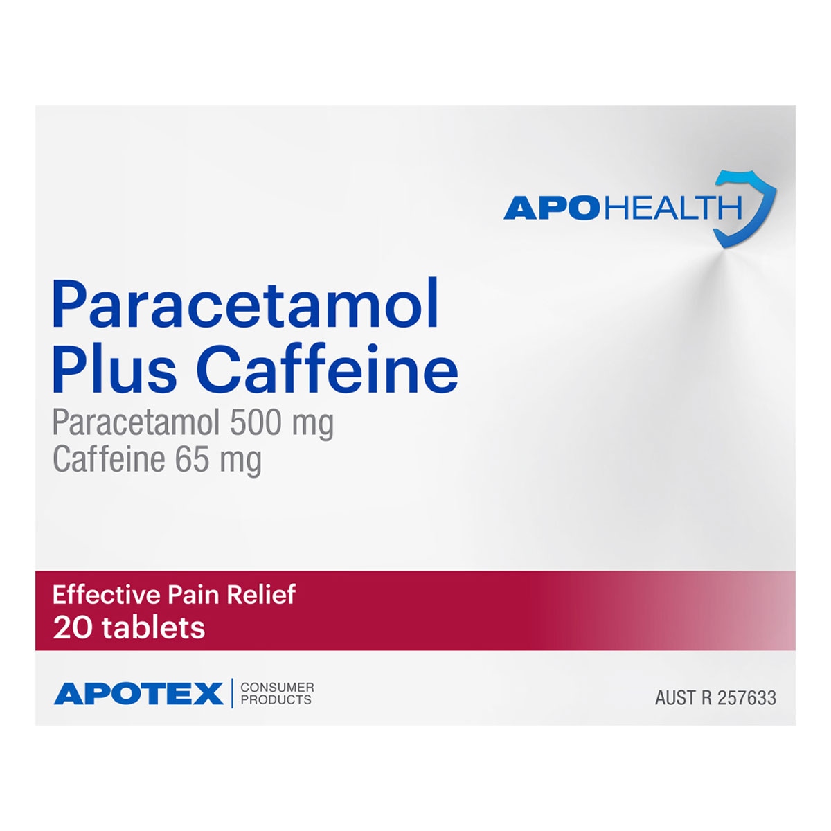 Apohealth Paracetamol 500Mg Plus Caffeine 65Mg 20 Tablets