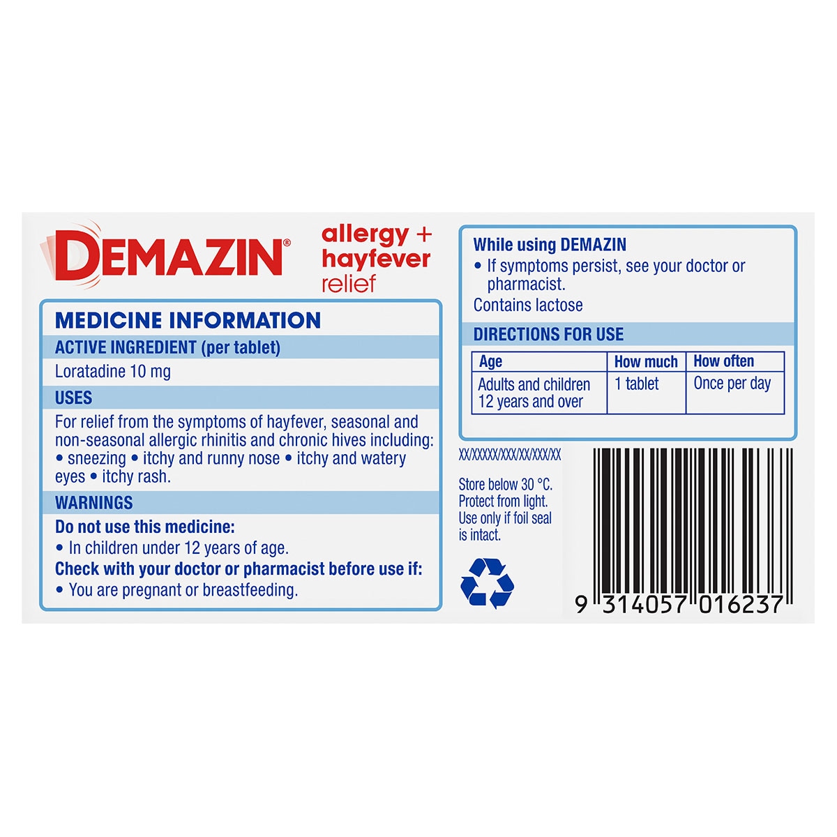 Demazin Allergy + Hayfever Rapid Relief 10 Tablets