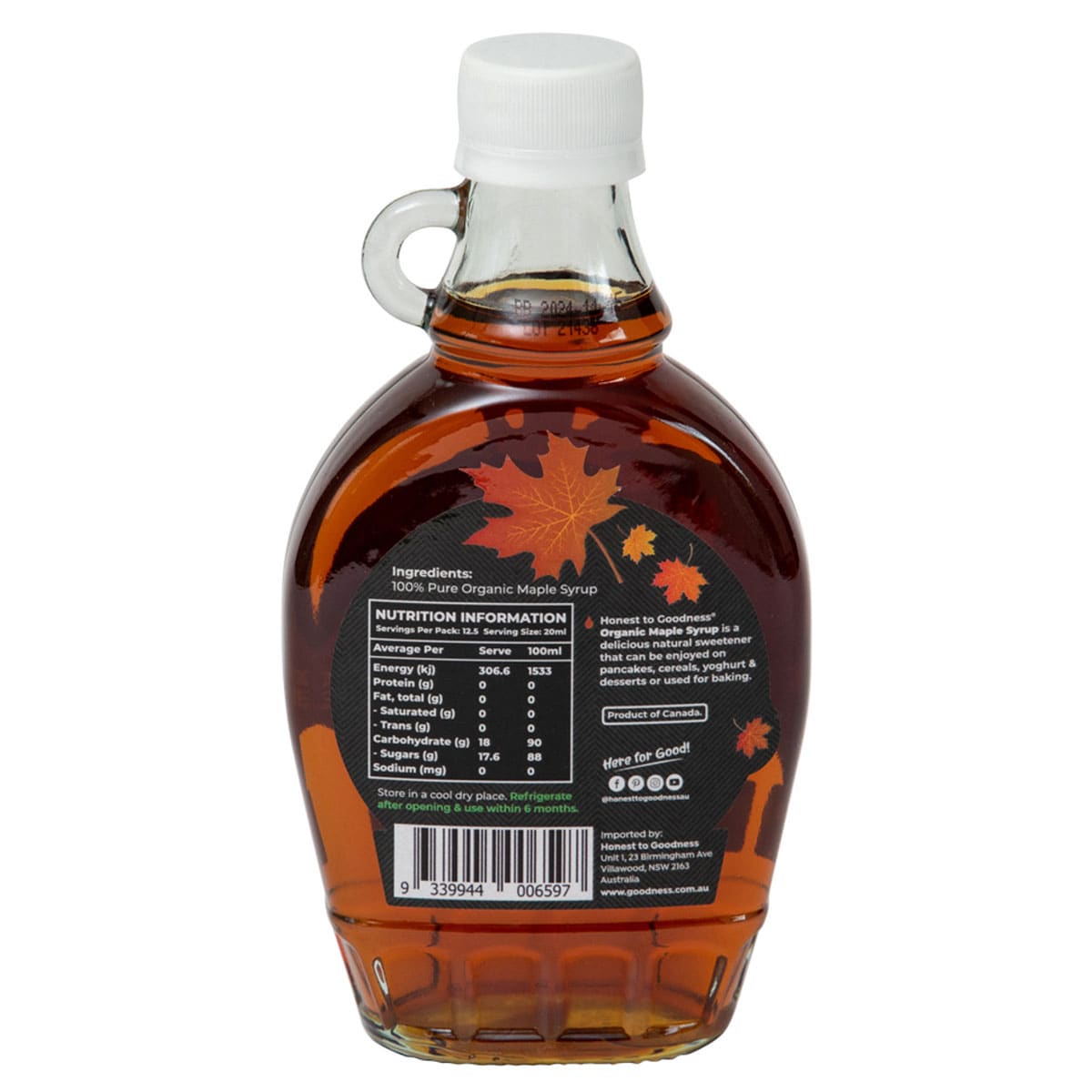 Honest To Goodness Organic Maple Syrup 250Ml