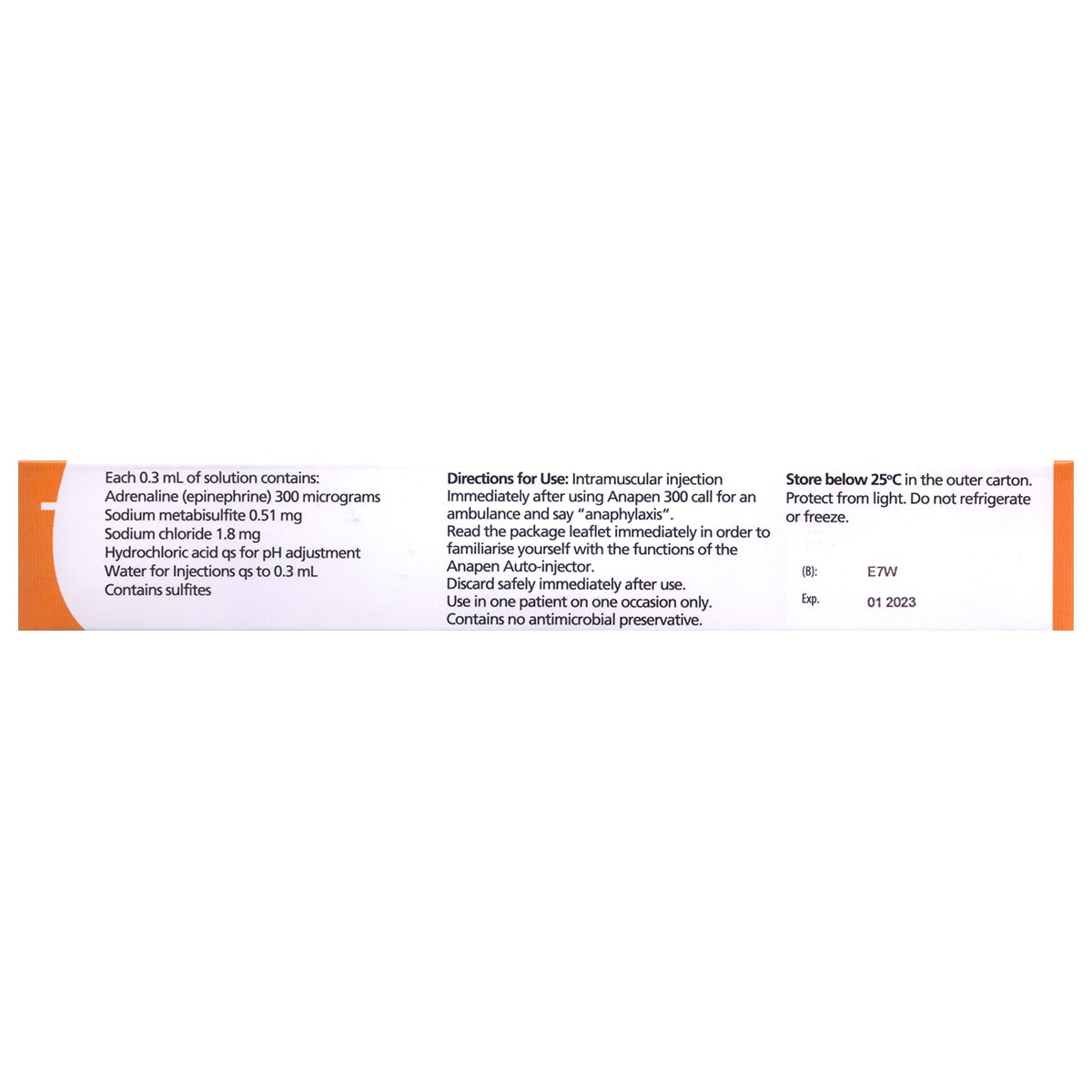 Anapen Adrenaline (300mcg) Auto-Injector 1 Pre-Filled Syringe