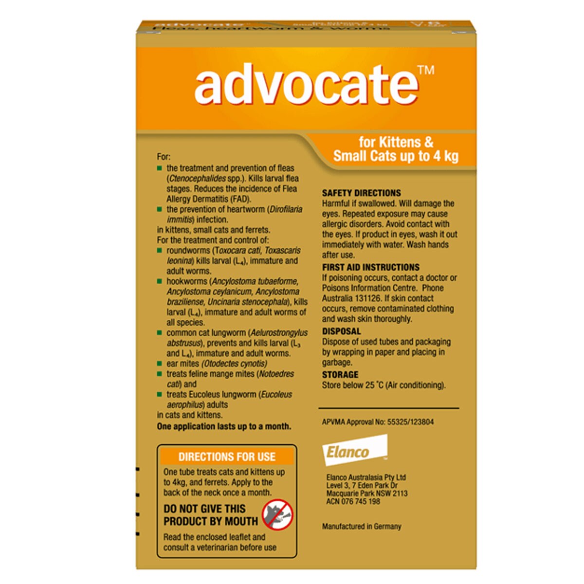 Advocate for Kittens & Small Cats up to 4kg Orange 6 Pack