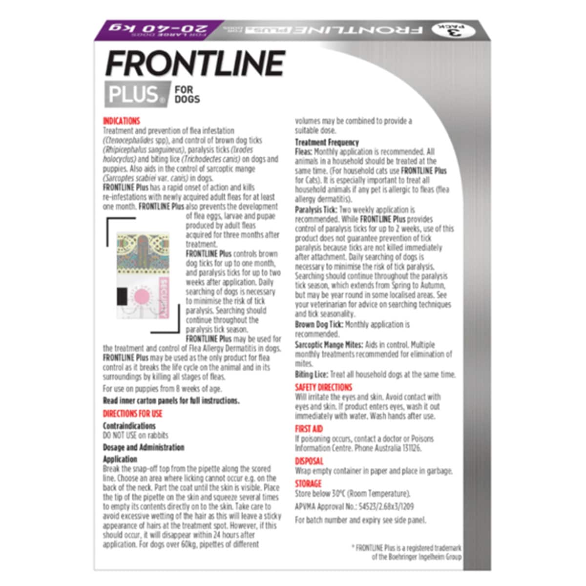 Frontline Plus For Large Dogs 20-40Kg Purple 6 Doses