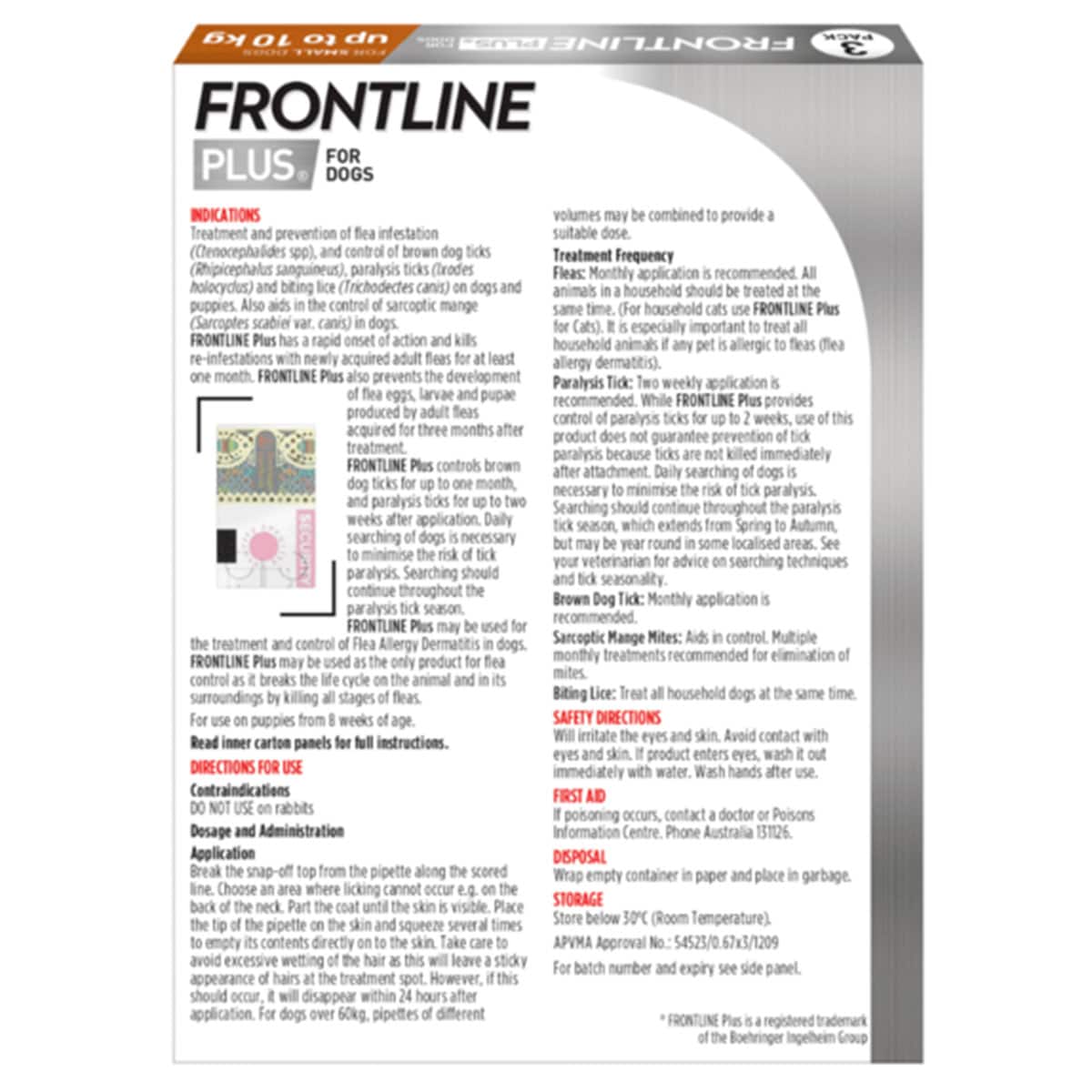 Frontline Plus For Small Dogs Up To 10Kg Orange 6 Doses
