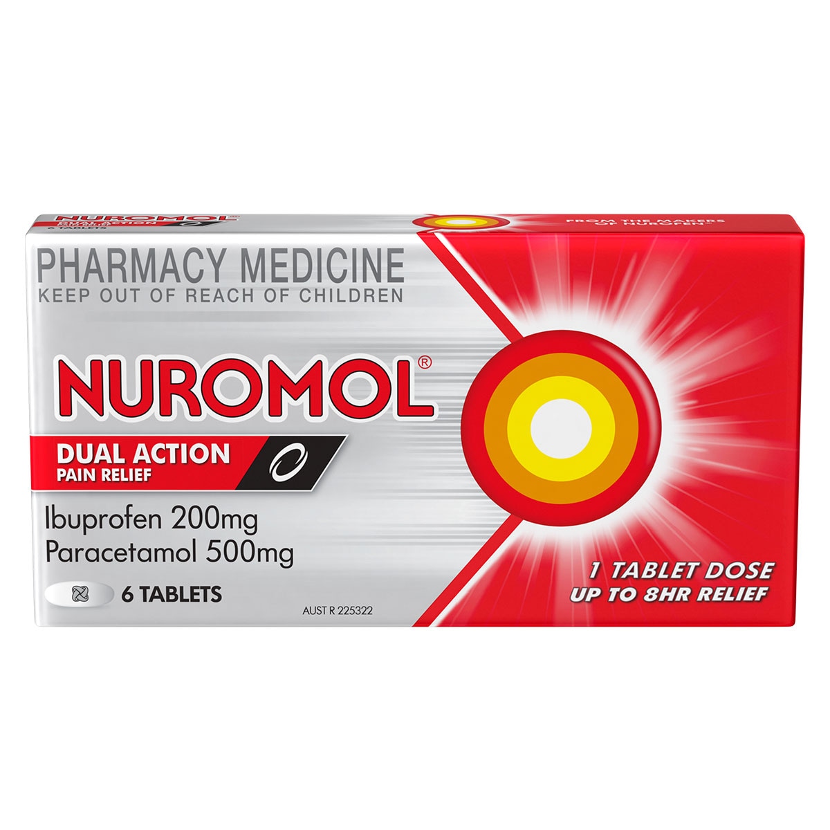 Nuromol Dual Action 8 Hour Pain Relief 6 Tablets