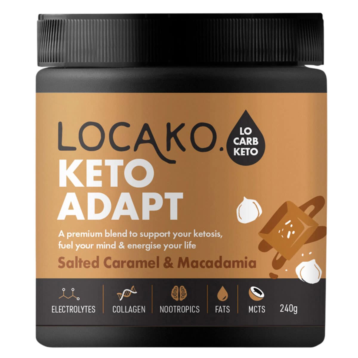 Locako Keto Adapt Salted Caramel Macadamia 240G