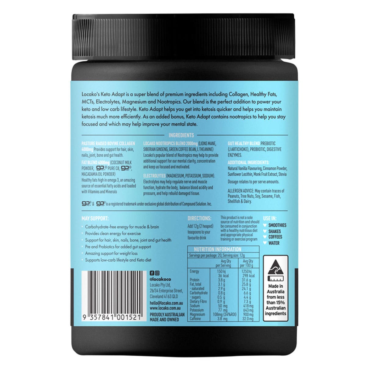 Locako Keto Adapt Vanilla & Cinnamon 240G