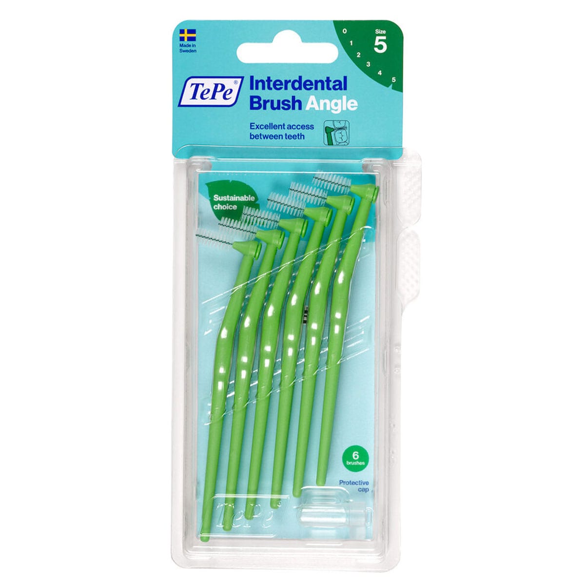 Tepe Interdental Brush Angle Green (Iso Size 5) 0.8Mm 6 Pack