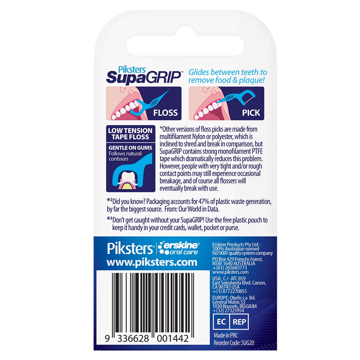 Piksters Supagrip Flosser Toothpick 20 Pack