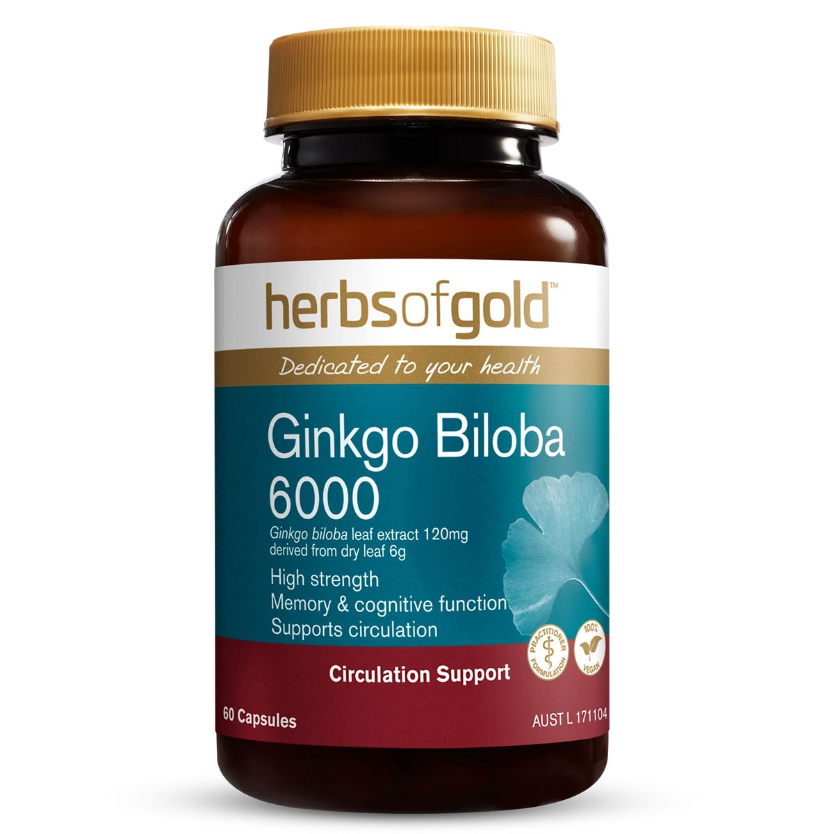 Herbs of Gold Ginkgo Biloba 6000 120 Capsules