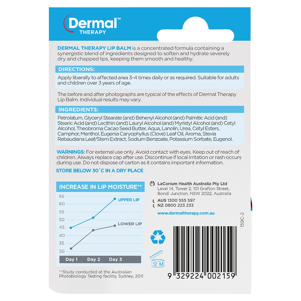 Dermal Therapy Lip Balm Ultra Moisturising Tub 10g