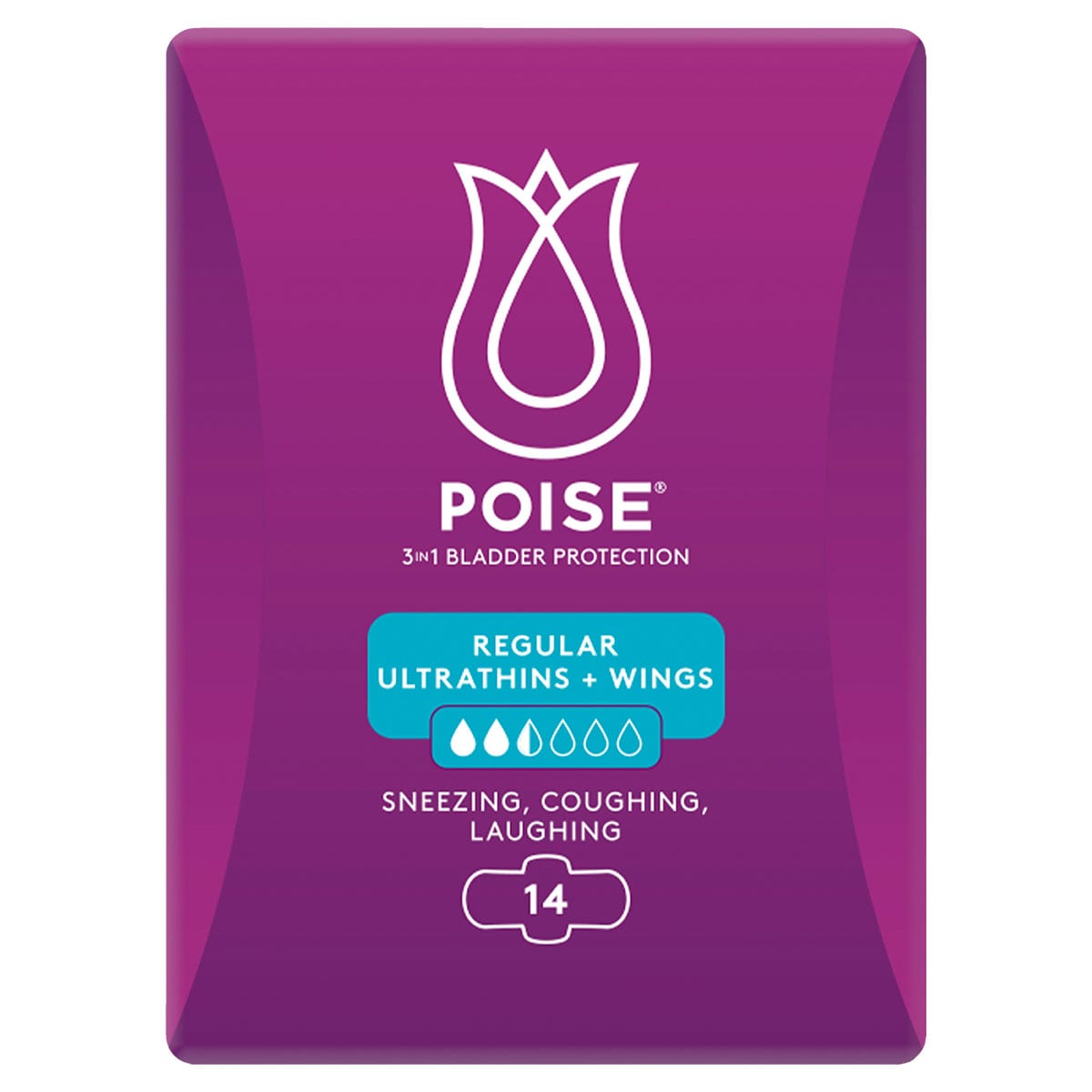 Poise Pads Ultrathins Regular With Wings 14 Pack