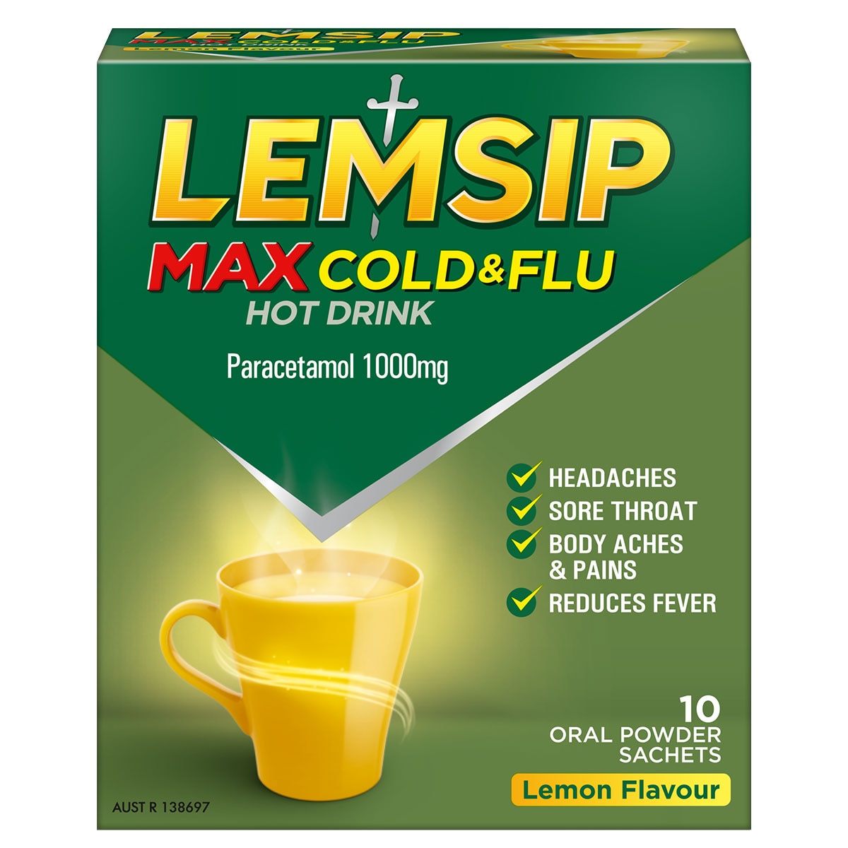 Lemsip Max Cold & Flu Relief Hot Drink Lemon 10 Sachets