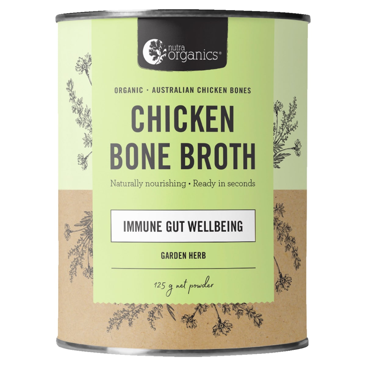 Nutra Organics Chicken Bone Broth Garden Herb 125G