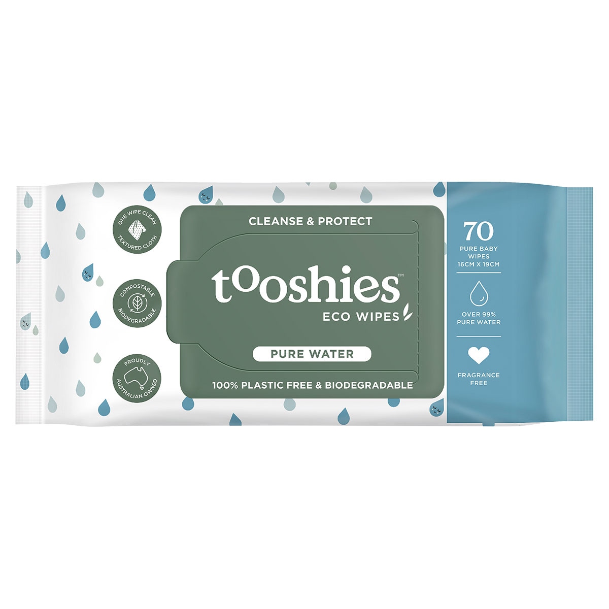 Tooshies by Tom Pure Water Baby Wipes 70 Pack