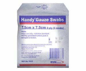 Handy Gauze Swabs Sterile 7.5Cm X 7.5Cm 5 Pack