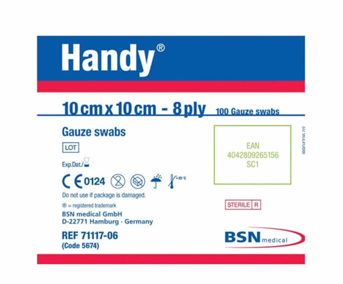 Handy Gauze Swabs Sterile 10Cm X 10Cm 100 Pack