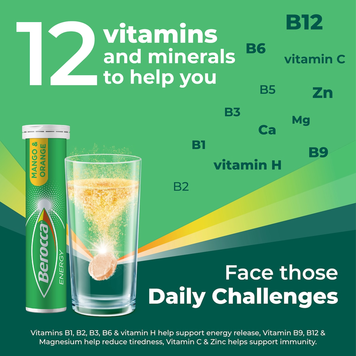 Berocca Energy Mango & Orange 15 Effervescent Tablet