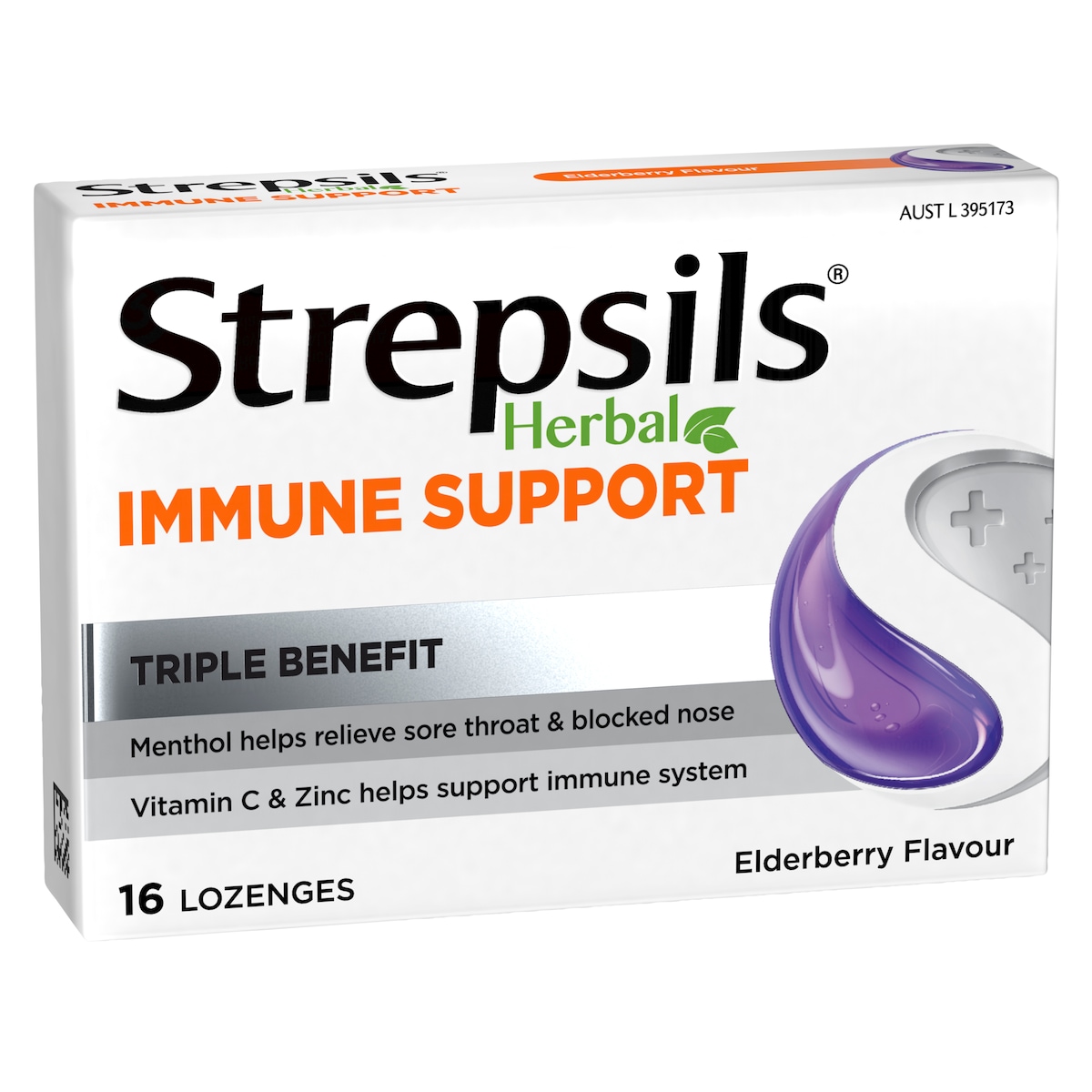 Strepsils Herbal Immune Support Elderberry Echinacea 16 Lozenges