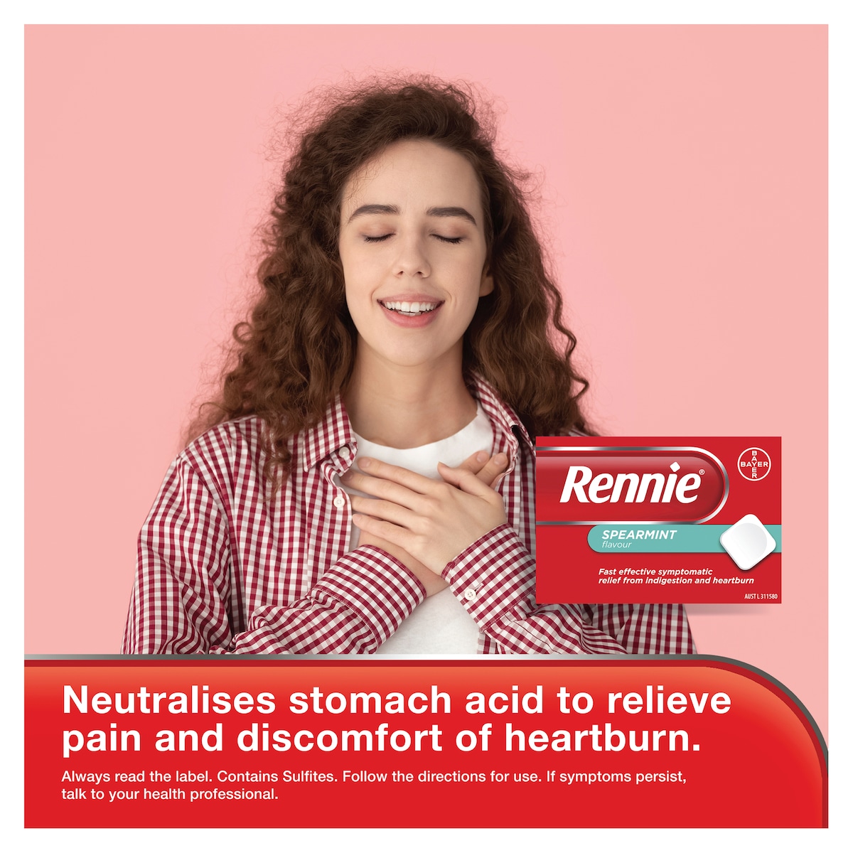 Rennie Indigestion & Heartburn Relief Spearmint 24 Chewable Tablets