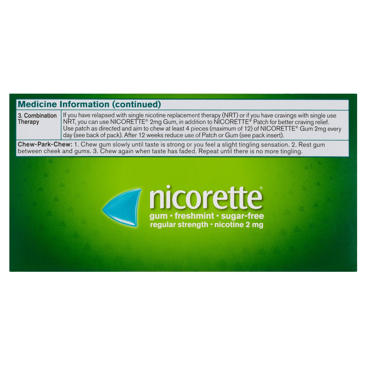 Nicorette Quit Smoking Nicotine Gum 2Mg Fresh Mint 105 Pieces