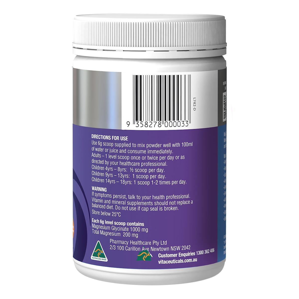 Vitaceuticals Magzorb Magnesium Glycinate 1000Mg Powder 240G