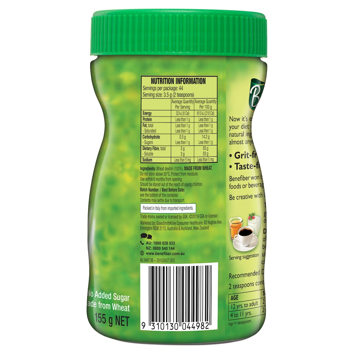 Benefiber Natural Soluble Fibre Taste Free 155G