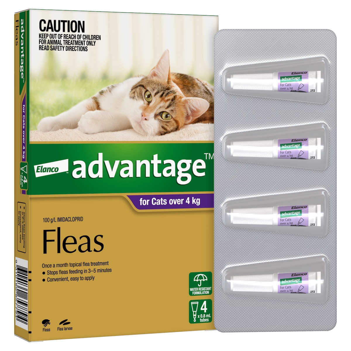 Advantage Cats Over 4Kg Large Purple 4 Pack