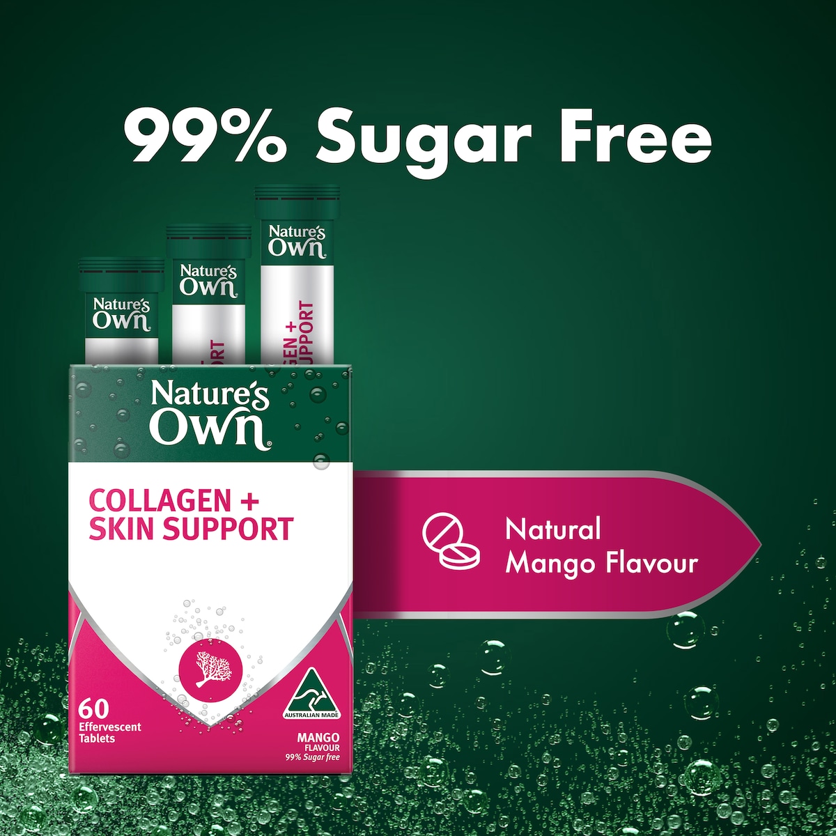 Nature's Own Collagen + Skin Support Effervescent 60 Tablets