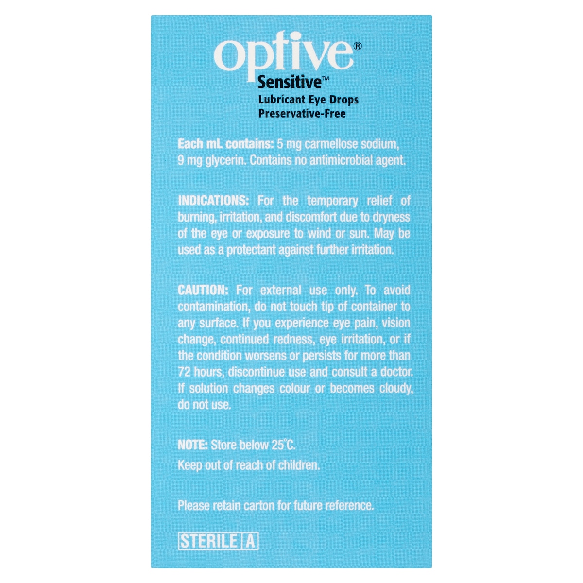 Optive Sensitive Eye Drops Preservative Free 0.4Ml X 30 Vials