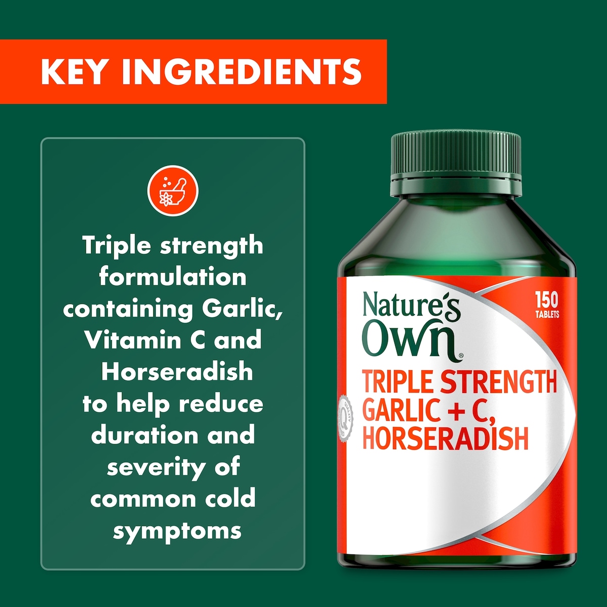 Natures Own Triple Strength Garlic+C Horseradish 150 Tablets