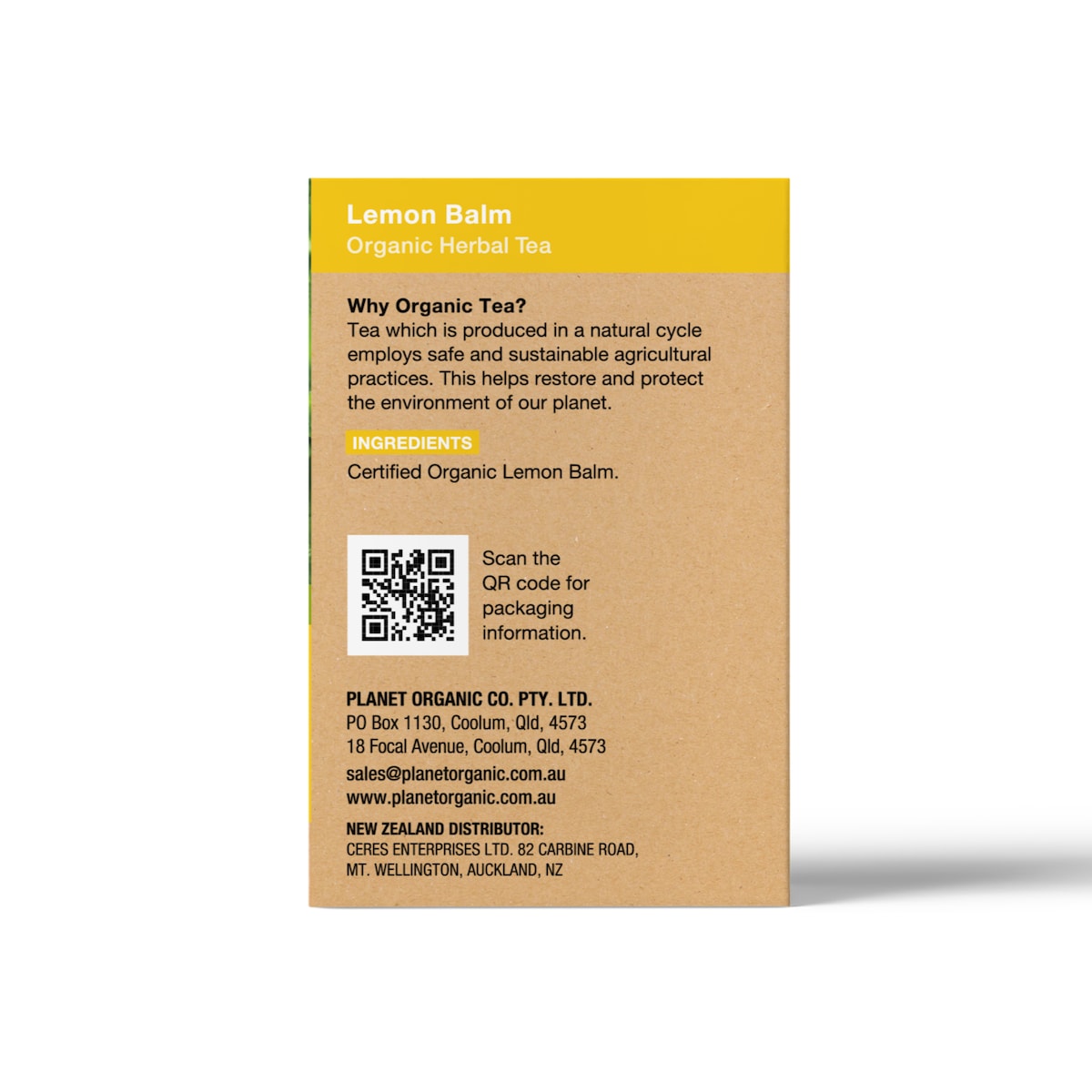 Planet Organic Tea Lemon Balm Tea 25 Tea Bags