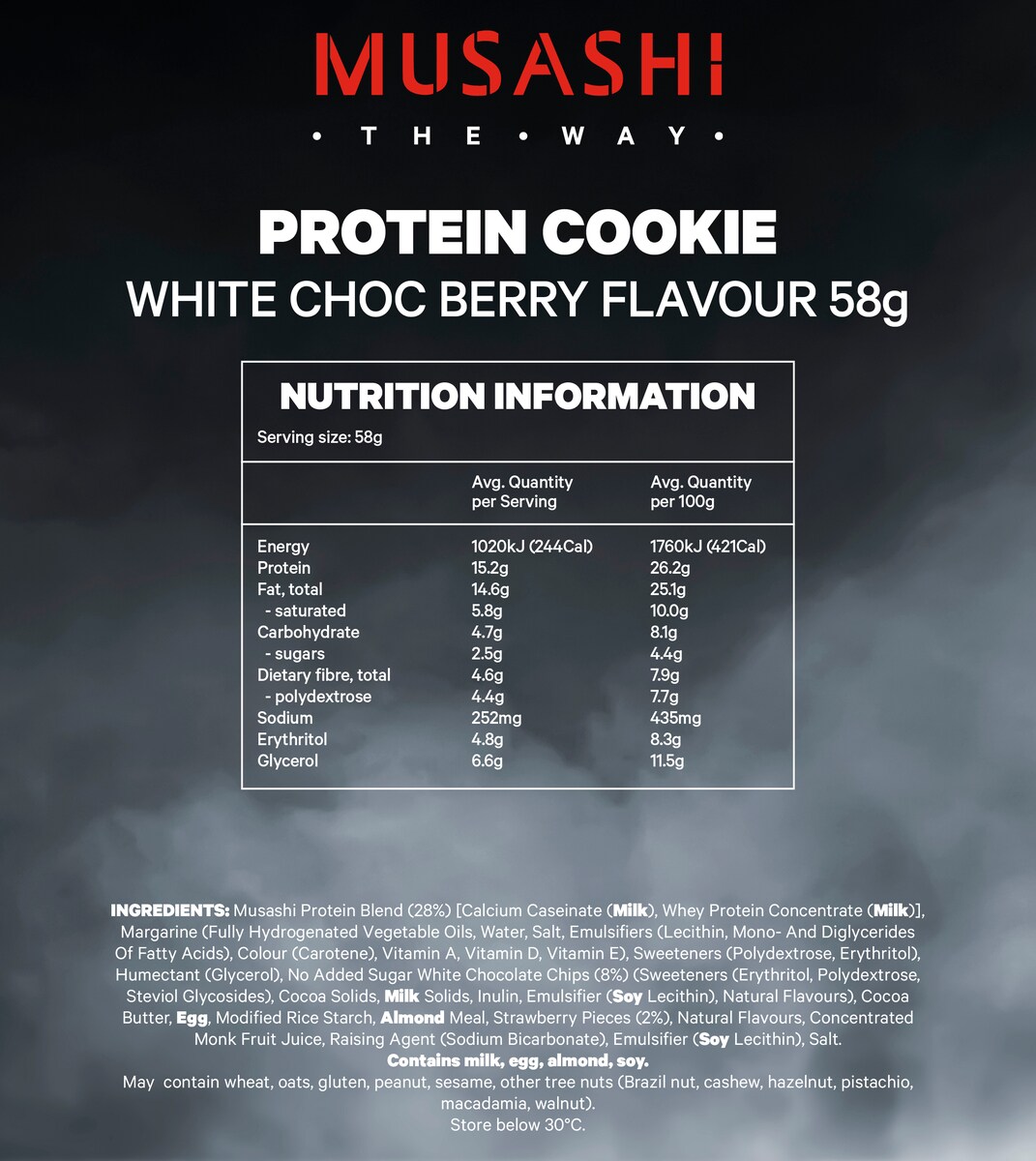 Musashi Protein Cookie White Choc Berry 12 X 58G