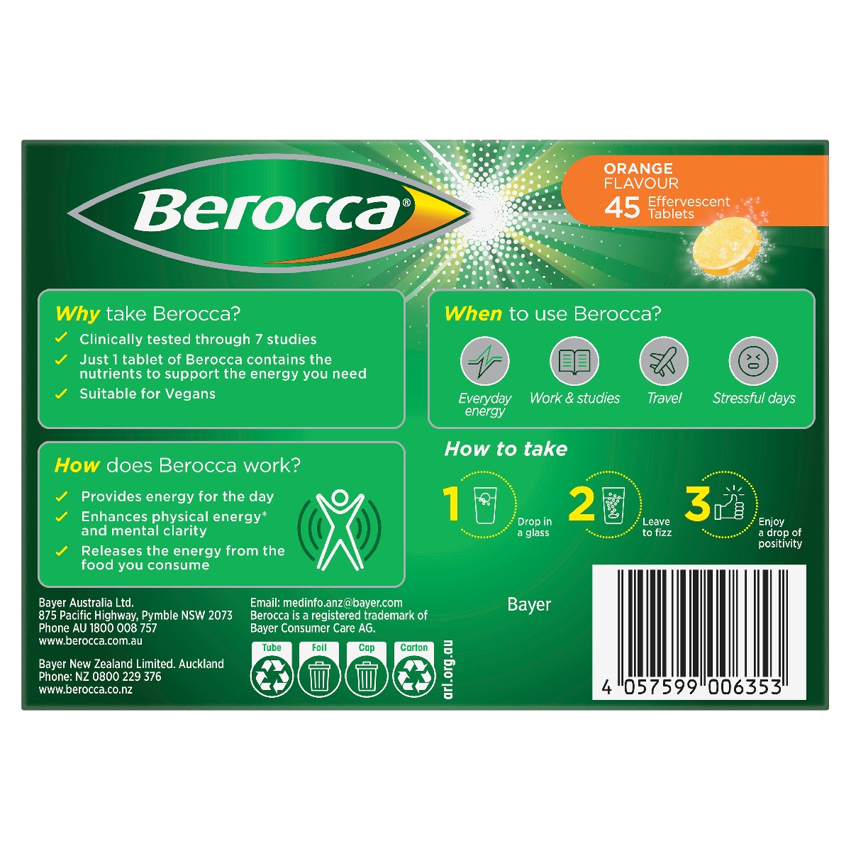 Berocca Energy Orange 45 Effervescent Tablet