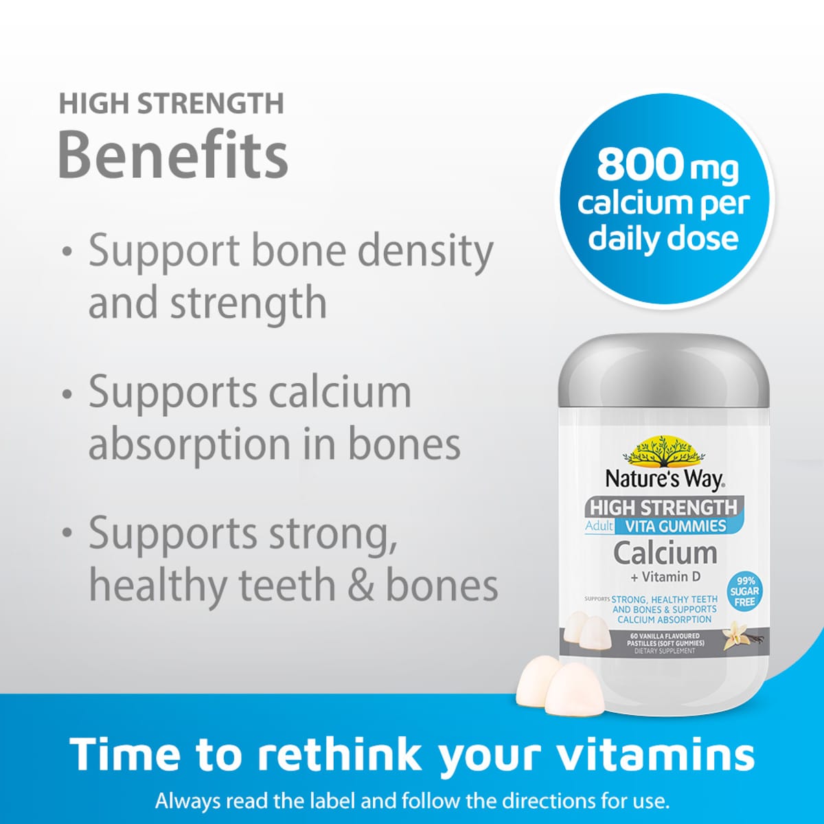 Natures Way High Strength Adult Vita Gummies Calcium + Vitamin D 60 Pack