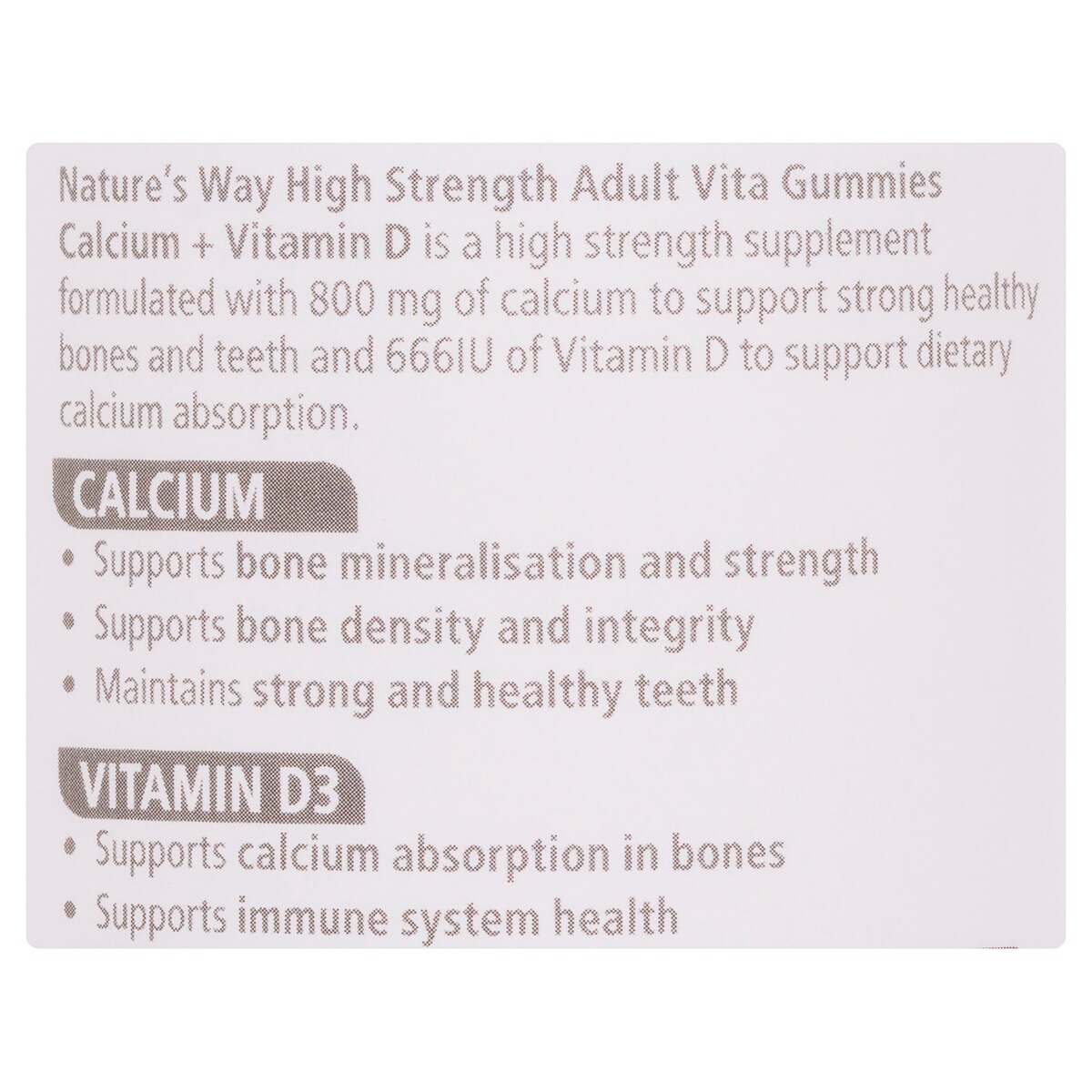 Natures Way High Strength Adult Vita Gummies Calcium + Vitamin D 60 Pack