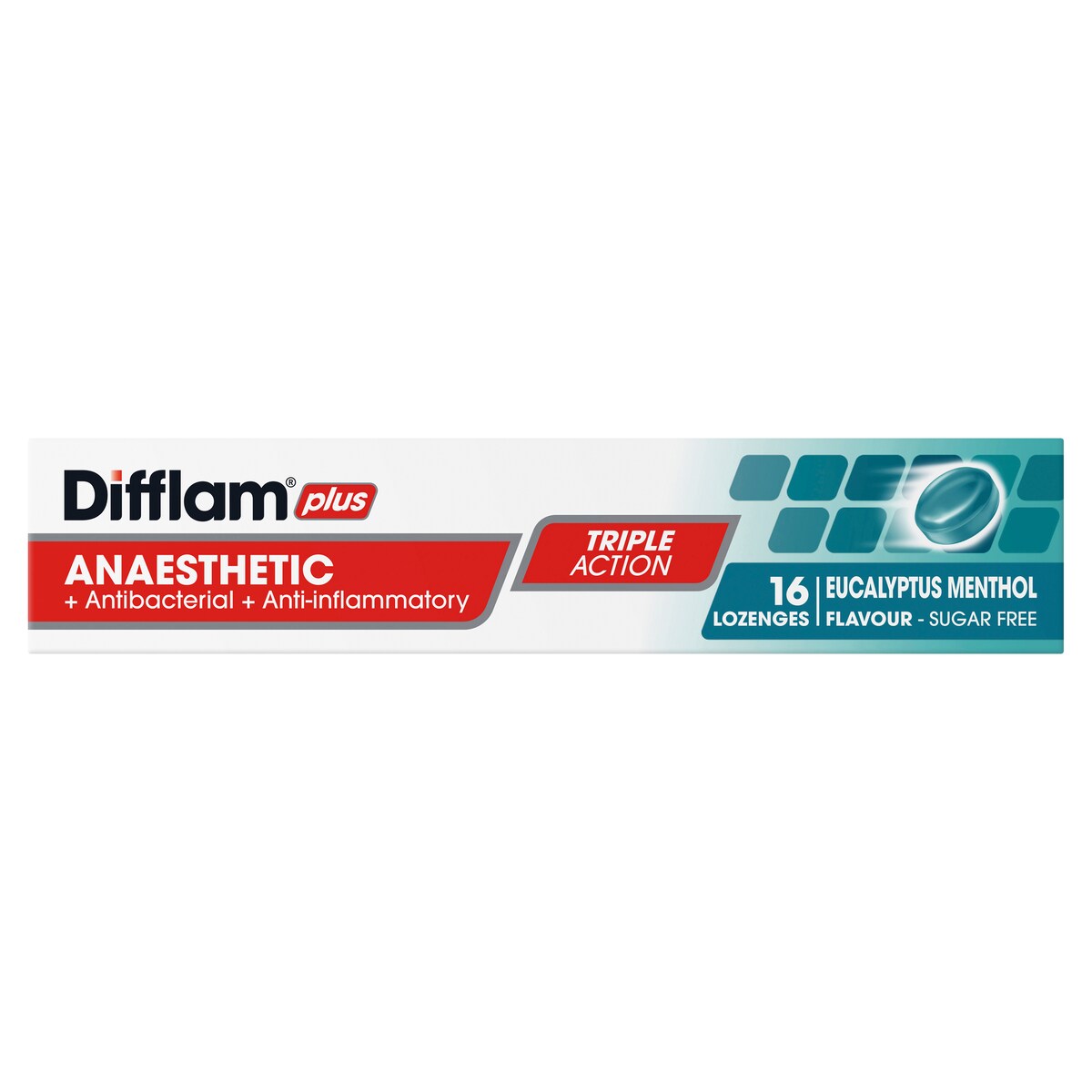 Difflam Plus Anaesthetic Sore Throat Lozenges Eucalyptus & Menthol 16 Pack