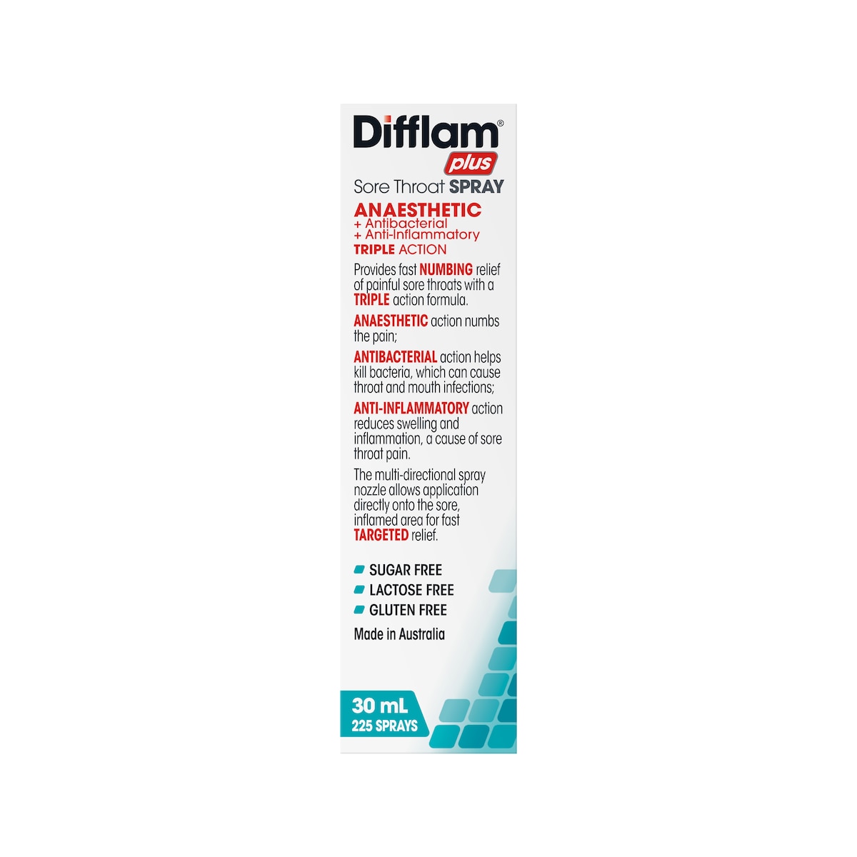 Difflam Plus Anaesthetic Sore Throat Spray Watermelon Triple Action 30Ml