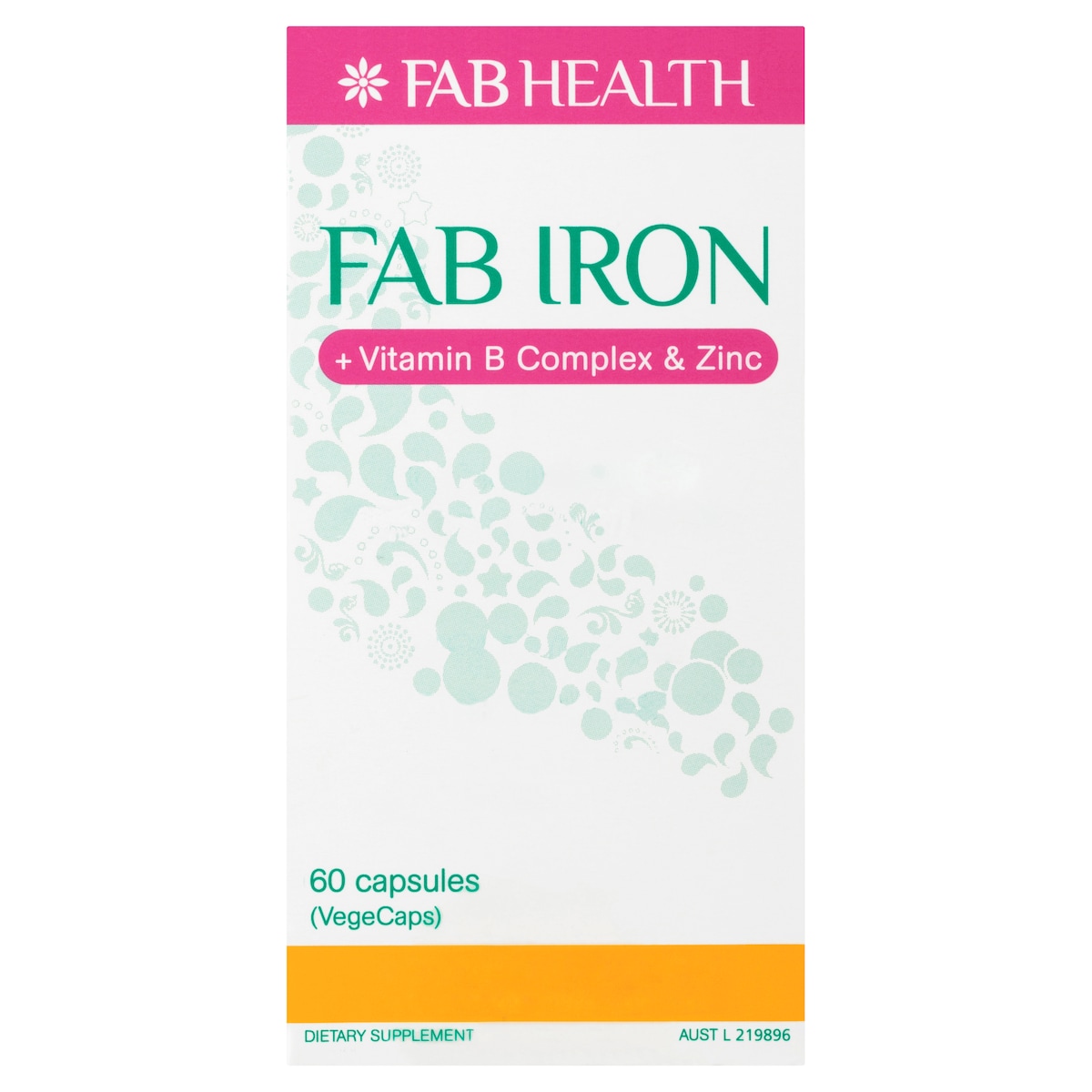 Fab Iron + Vitamin B + Zinc 60 Capsules