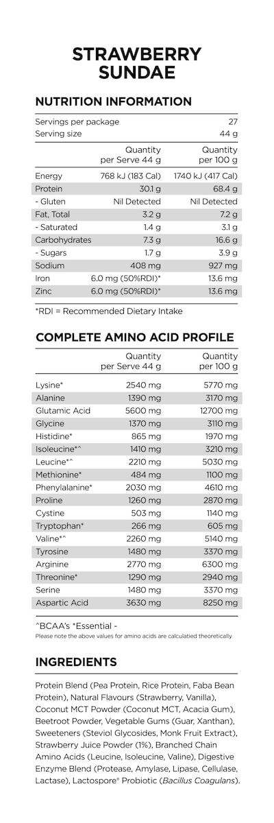 Pranaon Power Plant Protein Strawberry Sundae 500G