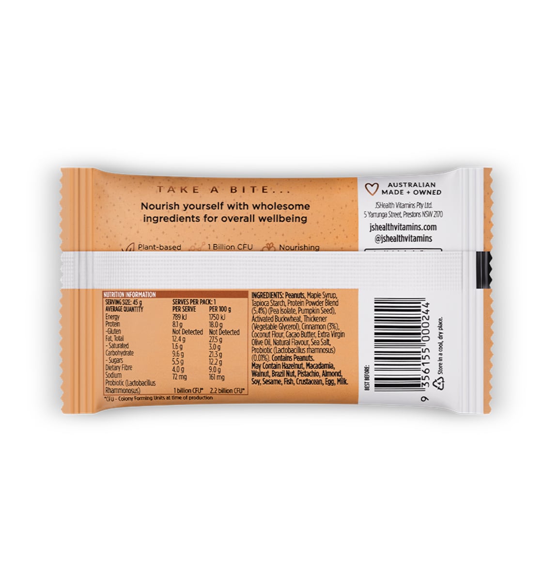 Jshealth Protein Bar Cinnamon Spice 12 X 45G