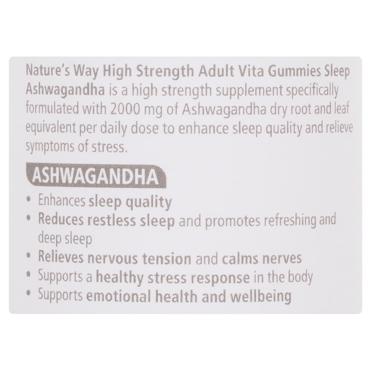 Natures Way High Strength Adult Vita Gummies Sleep Ashwagandha 40 Pack