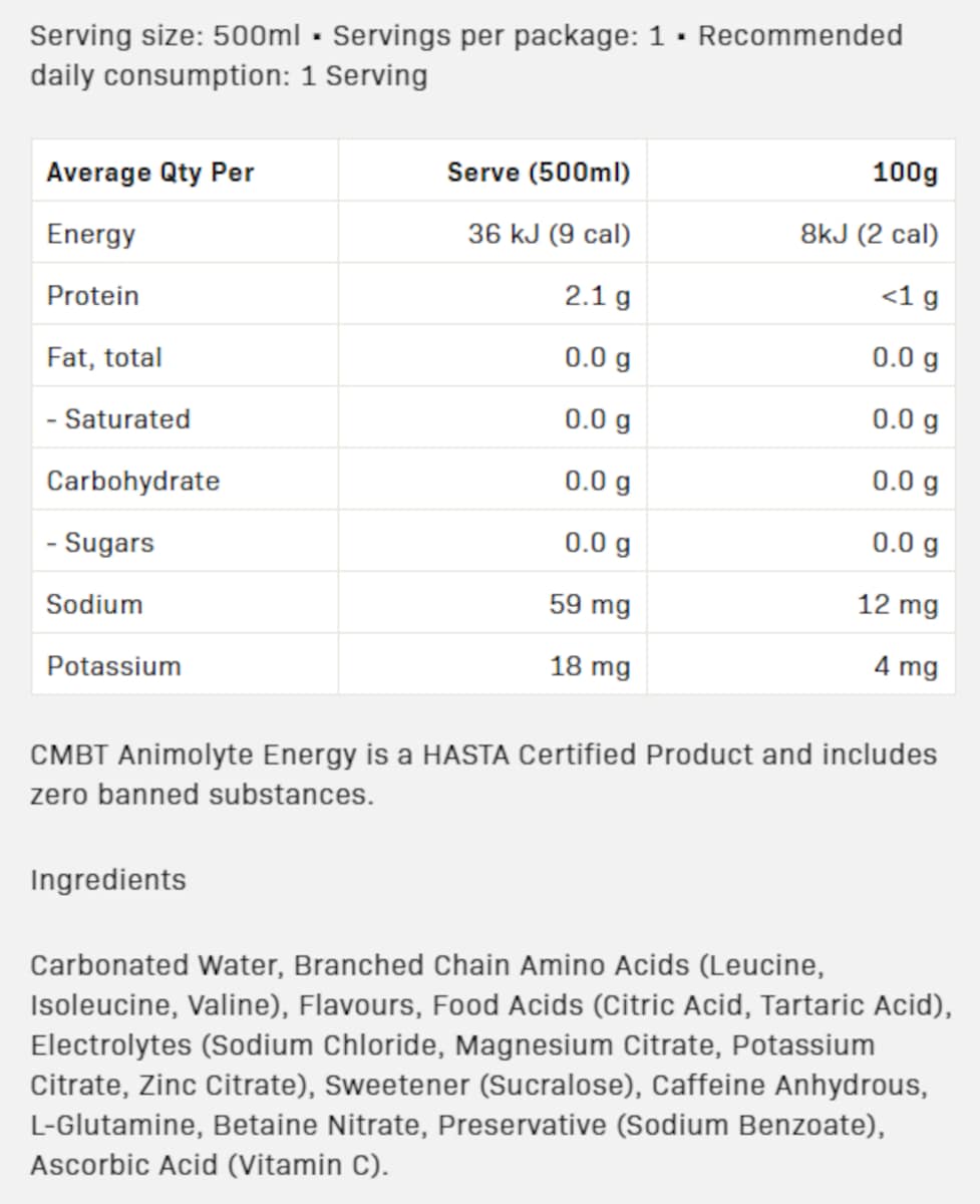 Cmbt Aminolyte Energy Lemon Lime Punch 12 X 500Ml