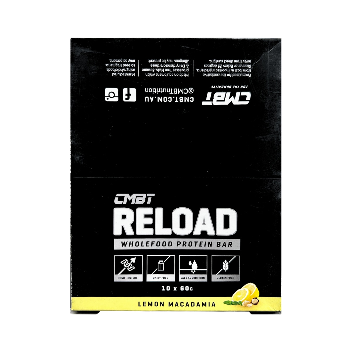 Cmbt Reload Protein Bars Lemon Macadamia 10 X 60G