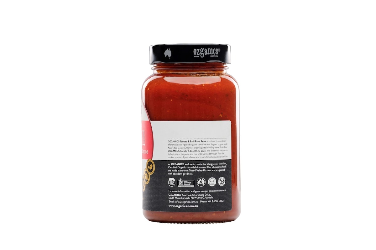 Ozganics Tomato Basil Pasta Sauce 500G