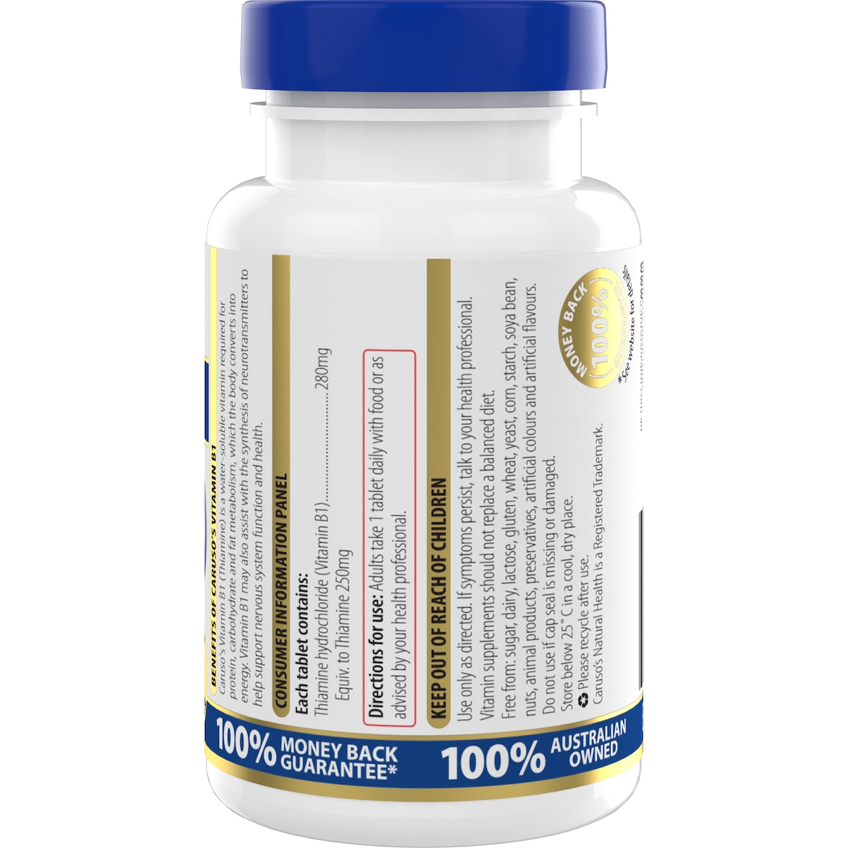 Carusos Vitamin B1 High Strength Thiamine 75 Tablets